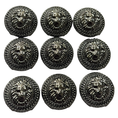 Gray Color Lion Face Shape 1 Hole Designer Round Metal Buttons