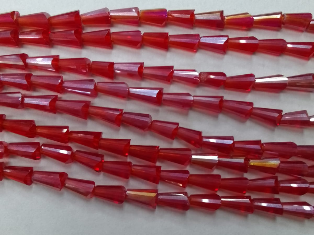 Red Conical Crystal Glass Beads (Wholesale)