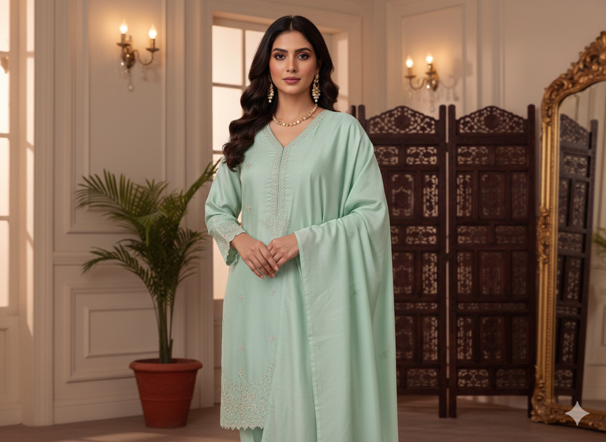 Aqua Plain Malai Satin Fabric  (Wholesale)