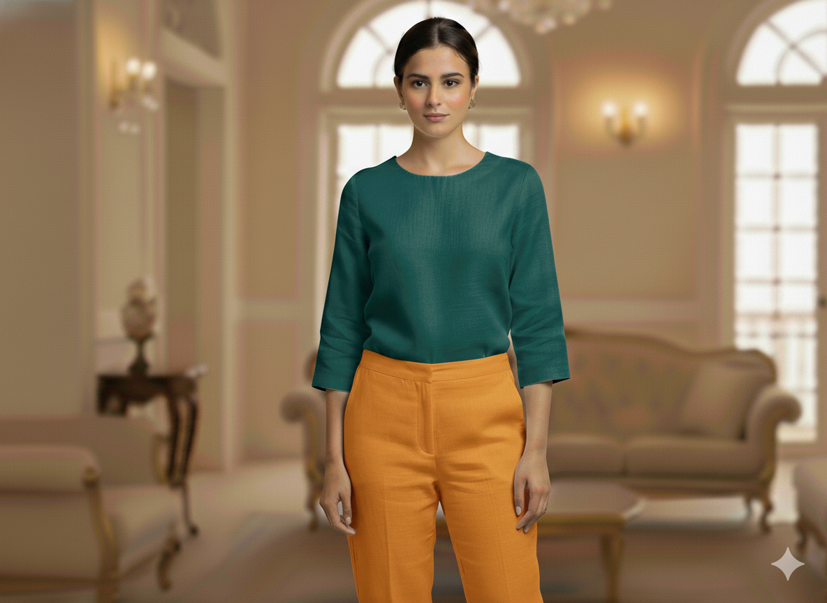 हल्का सरसों शुद्ध लिनन 60 ली कपड़ा