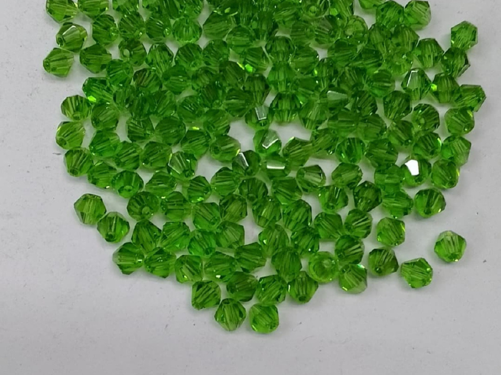 Bright Green New Cut Crystal Glass Beads- 4 mm