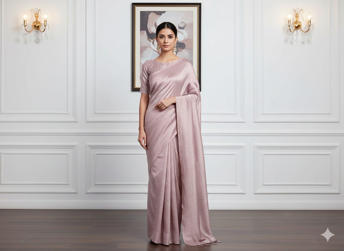 Dusty Lilac Plain Bangalore Raw Silk Fabric  (Wholesale)