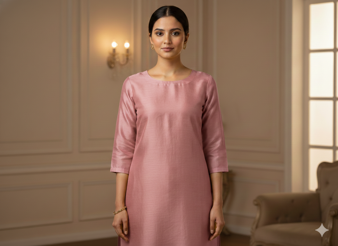 Dusty Lilac Plain Bangalore Raw Silk Fabric  (Wholesale)