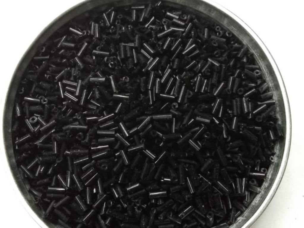 Jet Black Pipe Glass Seed Beads- 4.5 mm