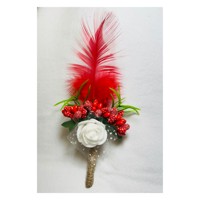 Multicolor Faux Feather Flower Brooch