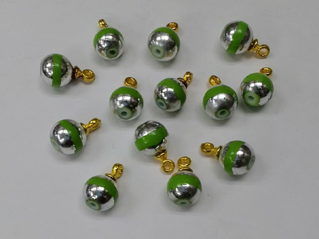 Green & Silver Plastic Loreal Beads