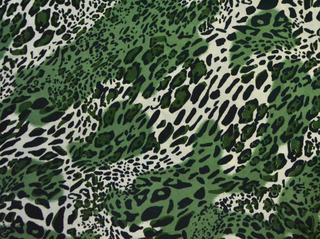 Light Green Leopard Digitally Printed Butter Crepe Fabric
