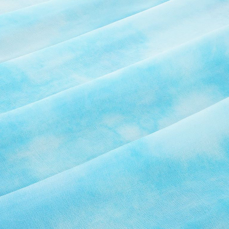 Turquoise & White Abstract Tie and Dye Pure Viscose Georgette Fabric