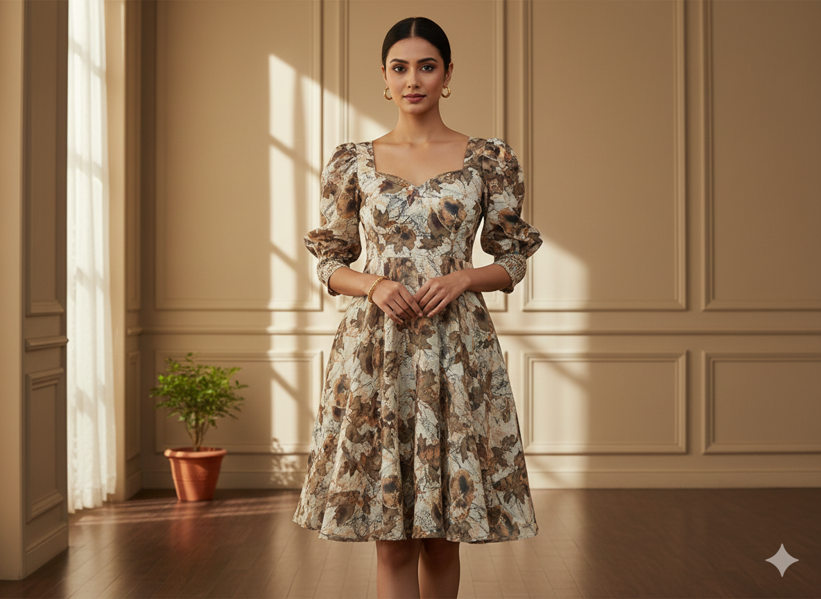 ऑफ व्हाइट एब्स्ट्रैक्ट पैटर्न शुद्ध मुल मुल कॉटन फ़ैब्रिक