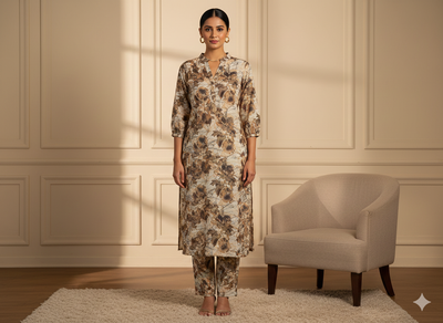 ऑफ व्हाइट एब्स्ट्रैक्ट पैटर्न शुद्ध मुल मुल कॉटन फ़ैब्रिक