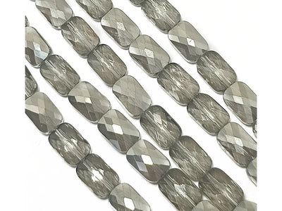 Gray Transparent Rectangular Faceted Crystal Beads