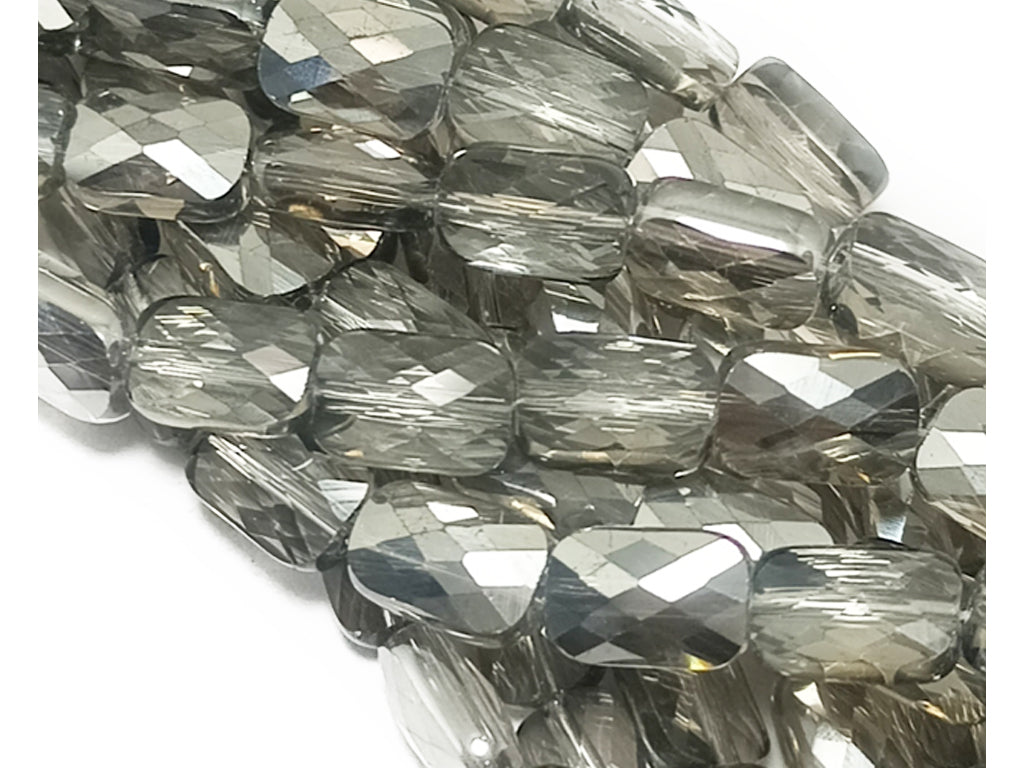 Gray Transparent Rectangular Faceted Crystal Beads
