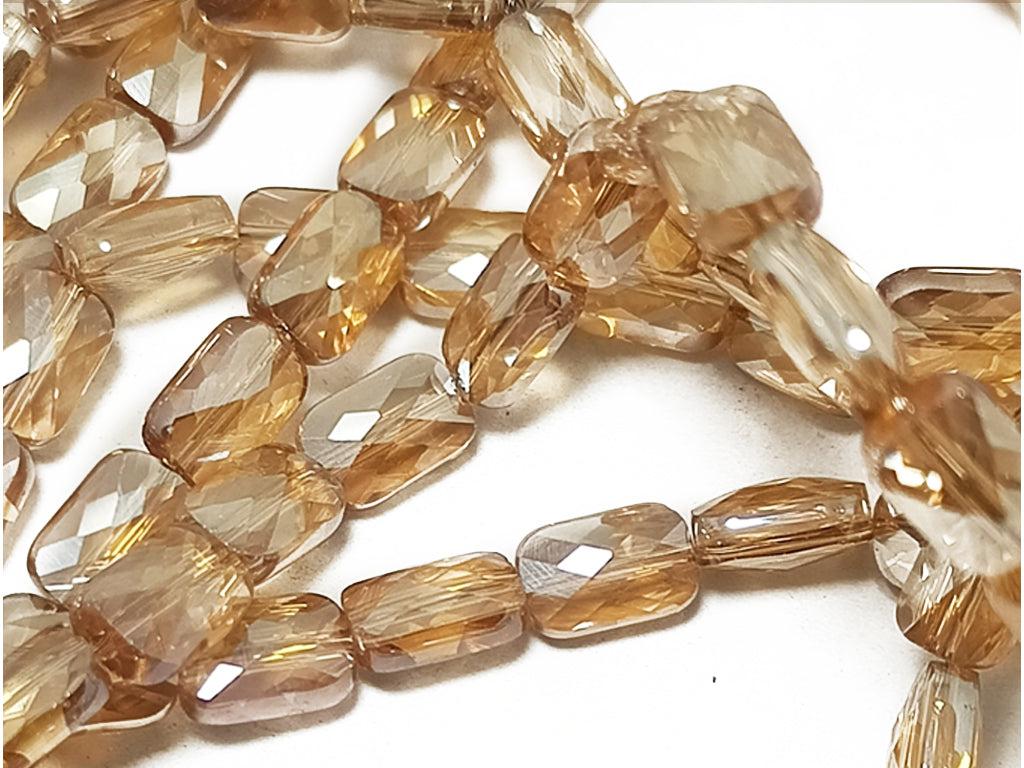 Brown Transparent Rectangular Faceted Crystal Beads