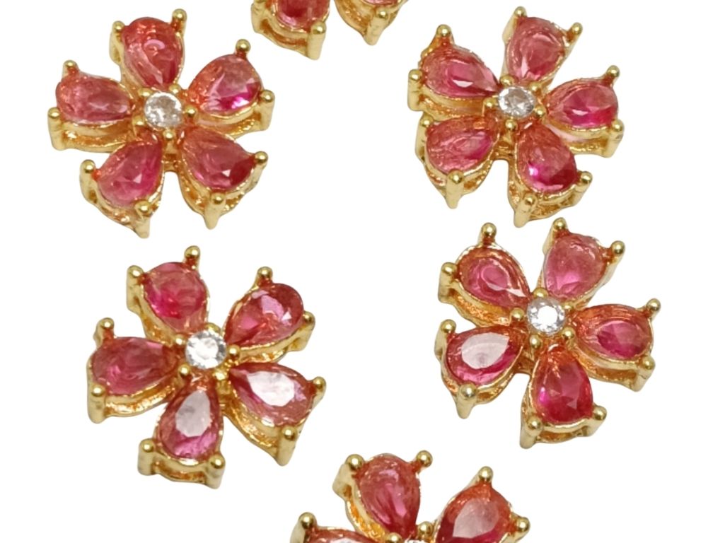 Pink flower AD Stone Embedded Kundan Stones