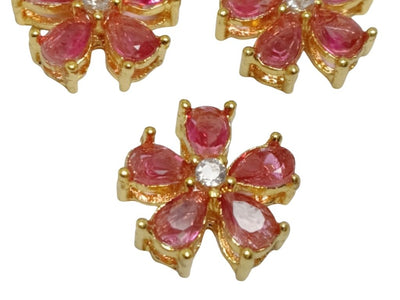 Pink flower AD Stone Embedded Kundan Stones