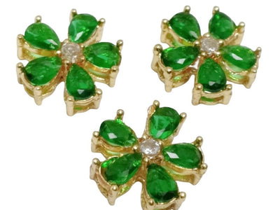 Dark Green flower AD Stone Embedded Kundan Stones