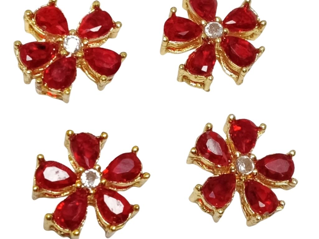 Maroon flower AD Stone Embedded Kundan Stones