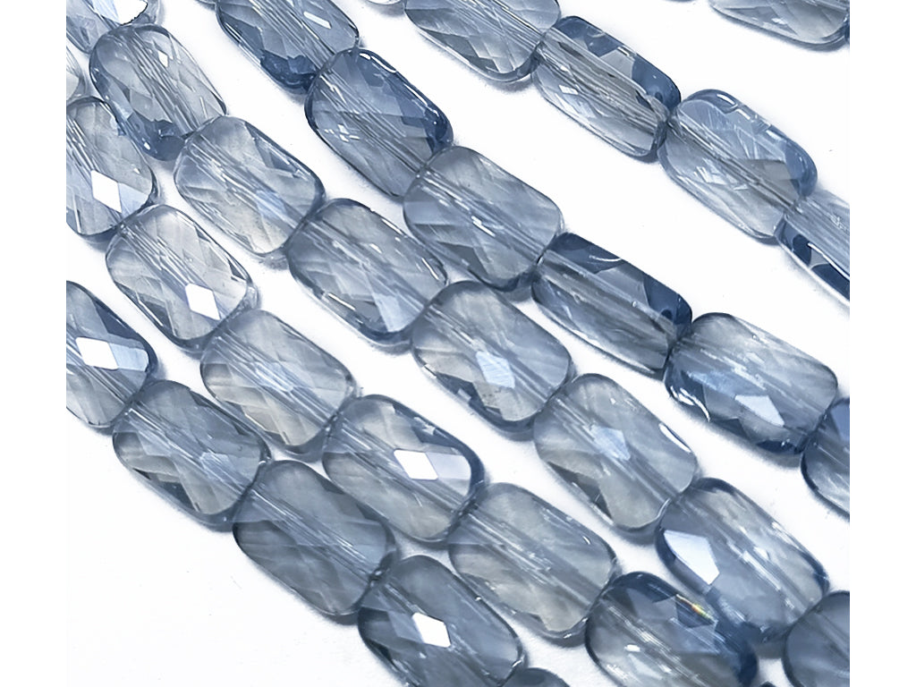 Blue Transparent Rectangular Faceted Crystal Beads