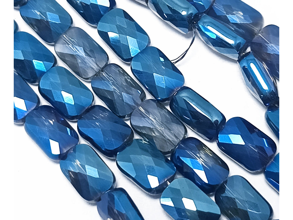 Metallic Blue Rectangular Faceted Crystal Beads