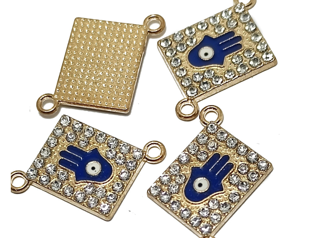 Silver & Blue Square Designer Jewelry Charms