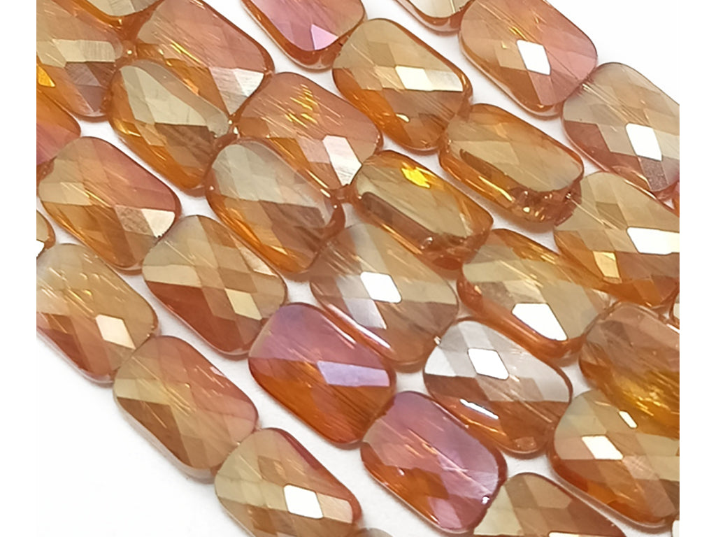 Orange Rainbow Rectangular Faceted Crystal Beads