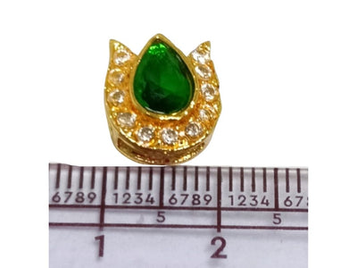 Dark Green Pear AD Stone Embedded Kundan Stones