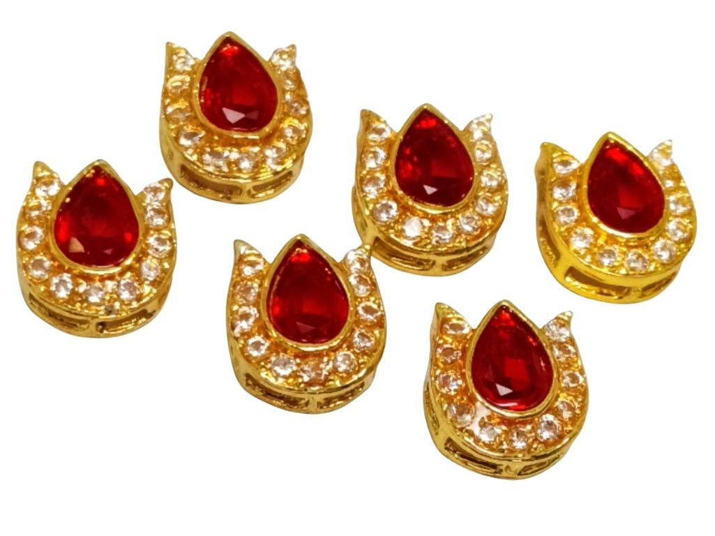 Red Pear AD Stone Embedded Kundan Stones