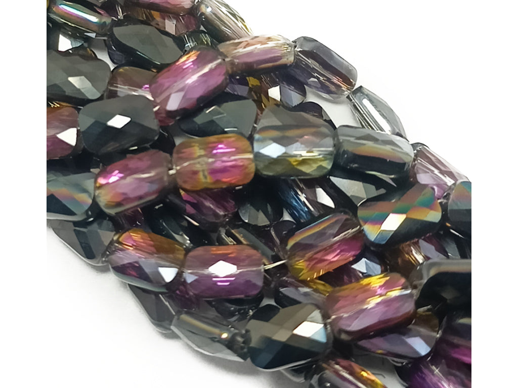 Black Rainbow Rectangular Faceted Crystal Beads