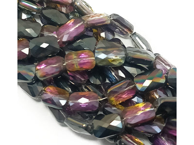 Black Rainbow Rectangular Faceted Crystal Beads