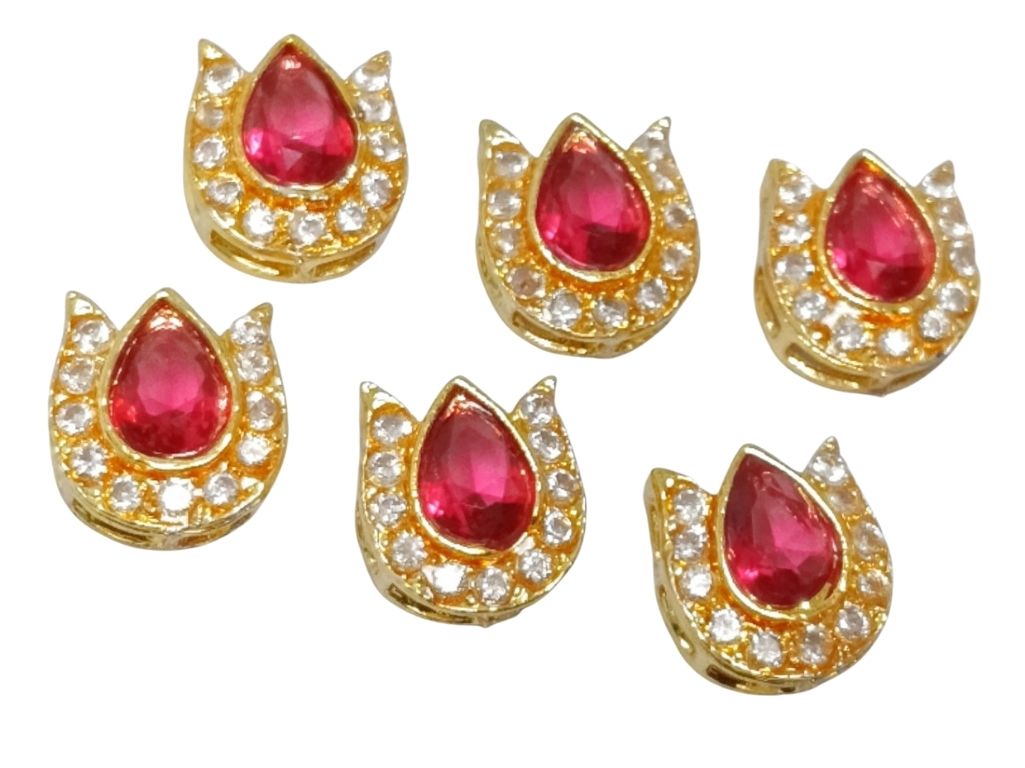 Pink Pear AD Stone Embedded Kundan Stones