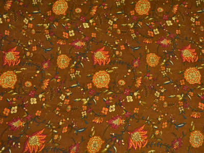 Muddy Brown Floral Printed Semi Pashimna Woolen Fabric