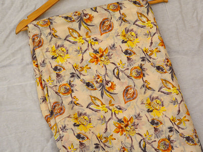 Cream Pure Mul Mul Kalamkari Cotton Fabric