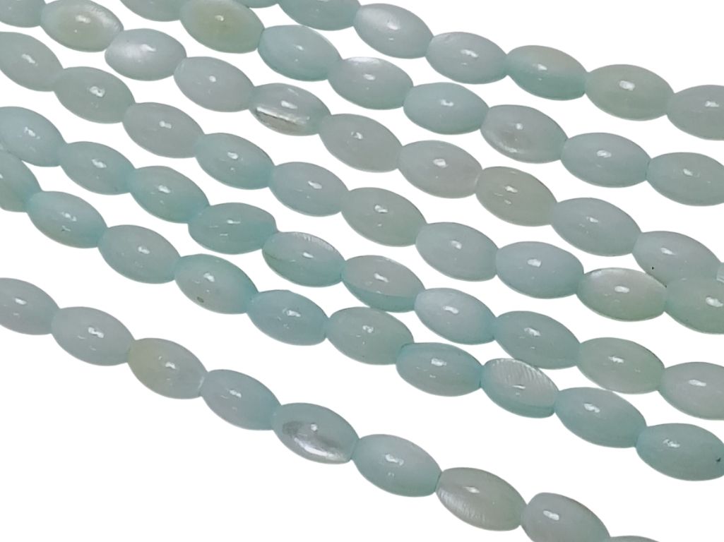 Baby Blue Oval Glossy Mother of Pearl Beads