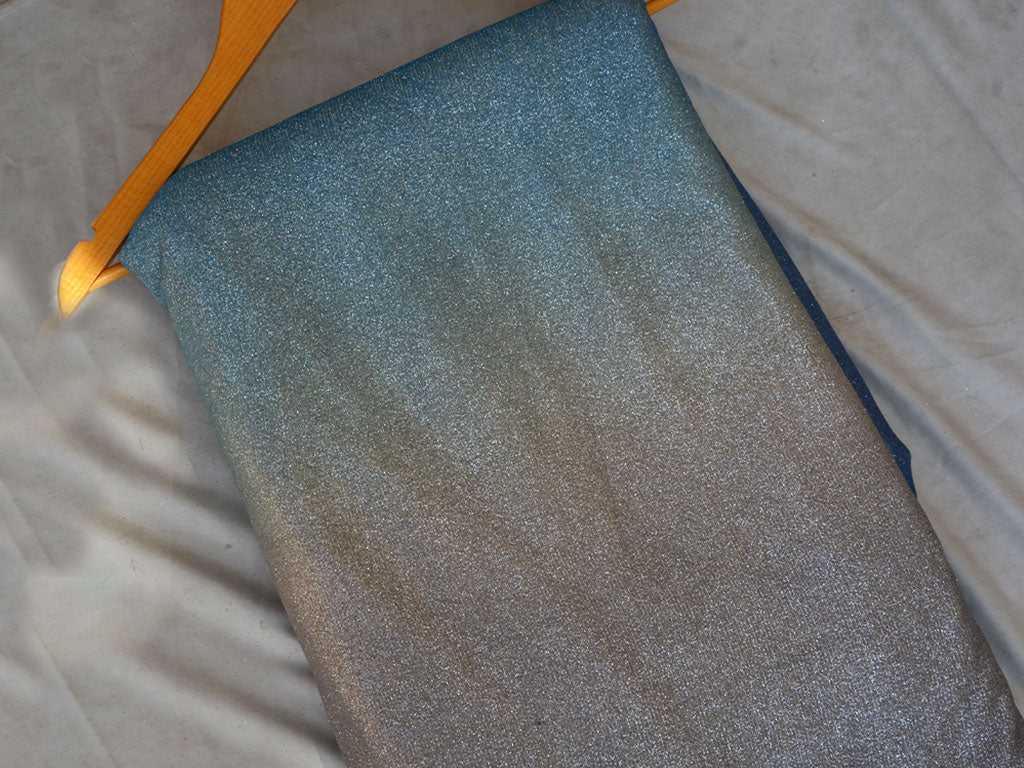 Blue & Golden Dual Shade Plain Shimmer Bonding Fabric