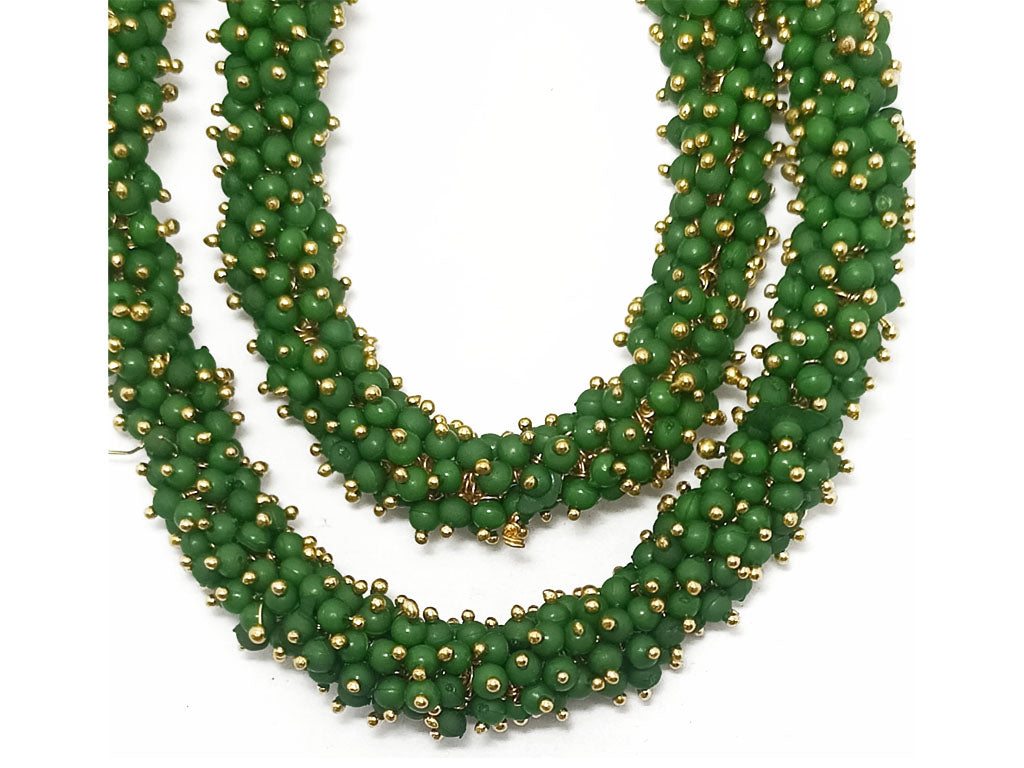 Green & Golden Spherical Loreal Glass Beads