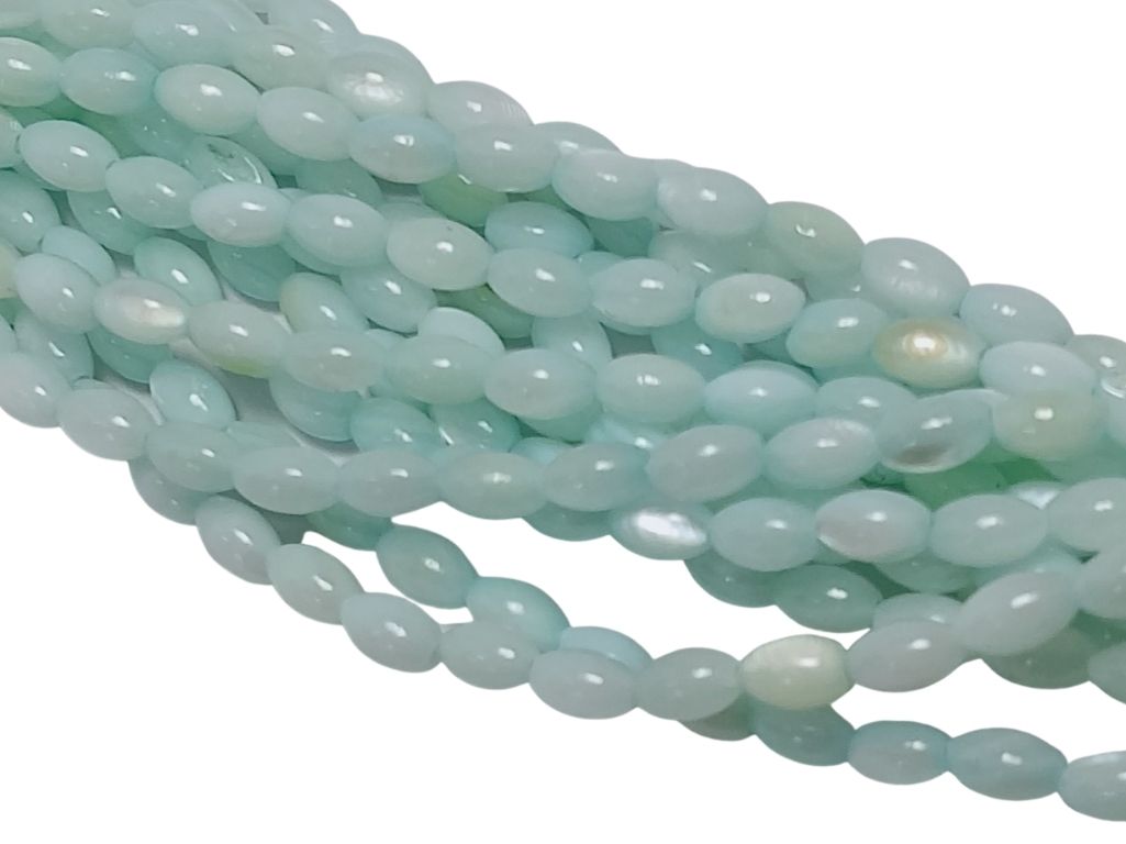 Baby Blue Oval Glossy Mother of Pearl Beads