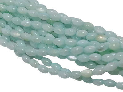 Baby Blue Oval Glossy Mother of Pearl Beads
