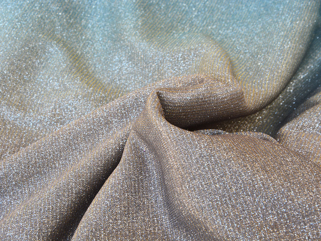 Blue & Golden Dual Shade Plain Shimmer Bonding Fabric