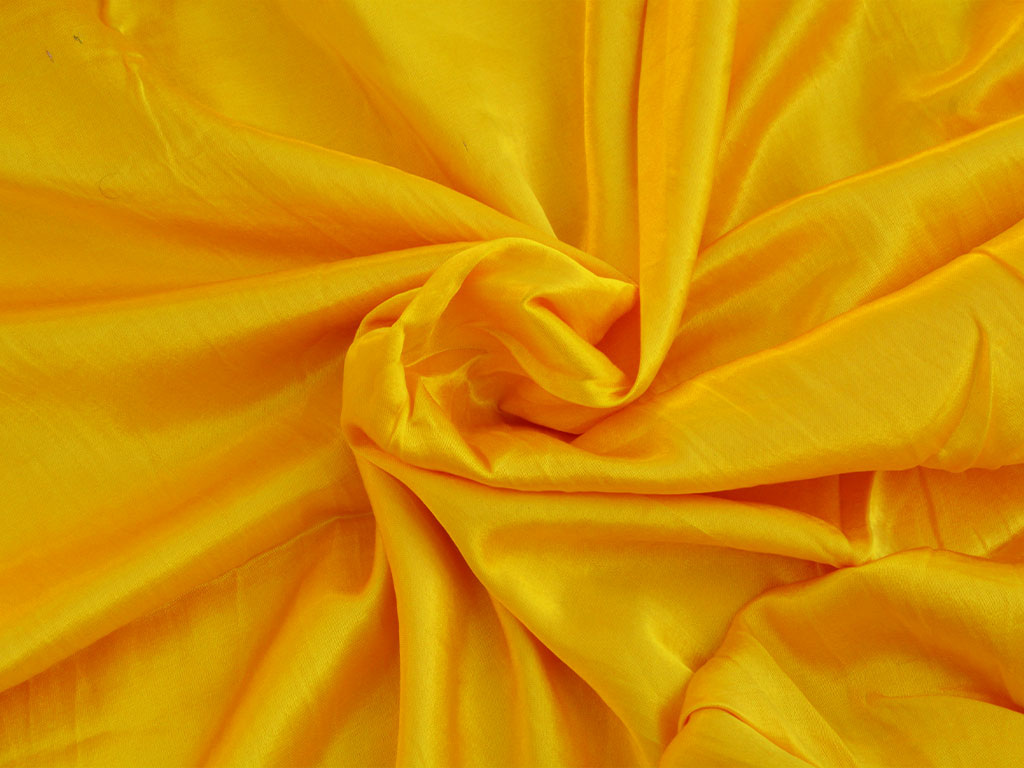 Sunny Yellow Plain Pure Viscose Gaji Silk Fabric (Wholesale)