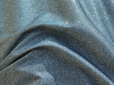 Blue & Golden Dual Shade Plain Shimmer Bonding Fabric