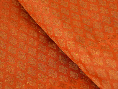 Orange Geometric Semi Banarasi Brocade Fabric