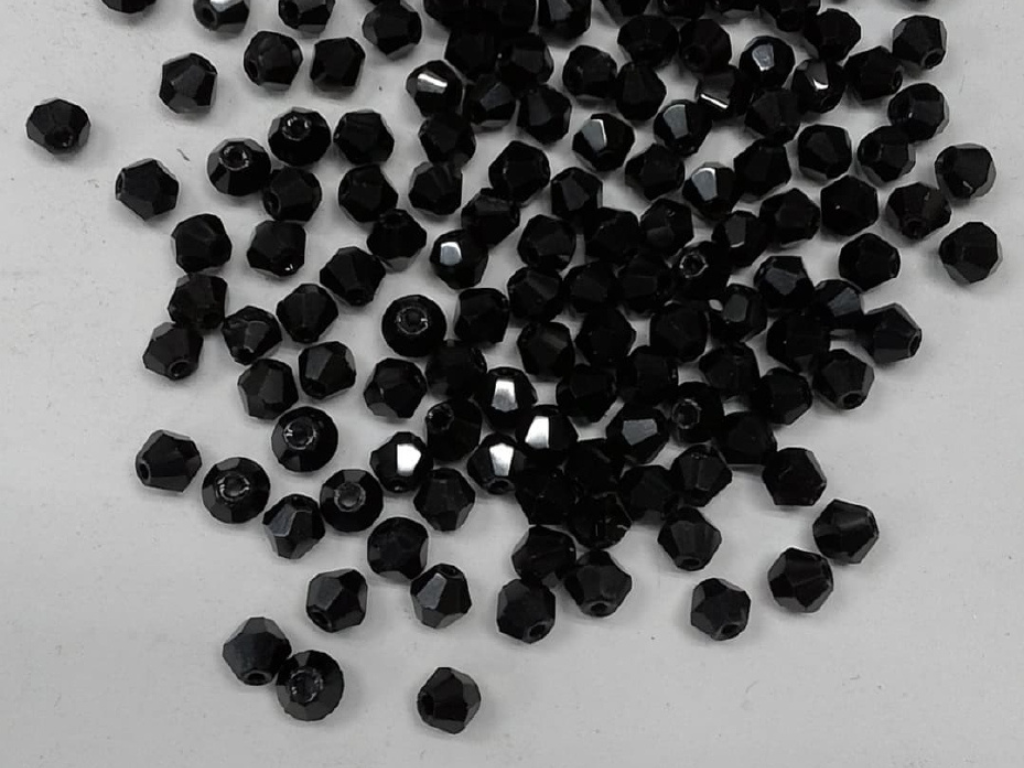 Black New Cut Crystal Glass Beads- 4 mm