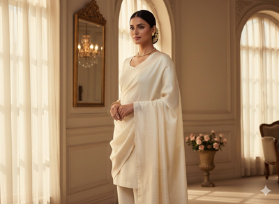 Glossy Off White Plain Malai Satin Fabric