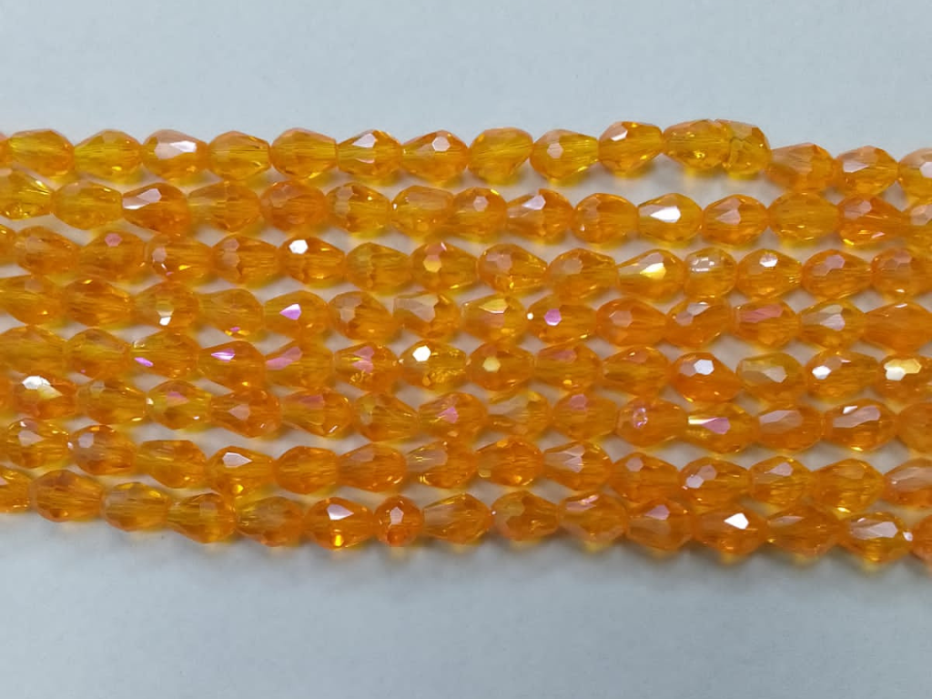 Orange Drop Crystal Glass Beads (Wholesale)