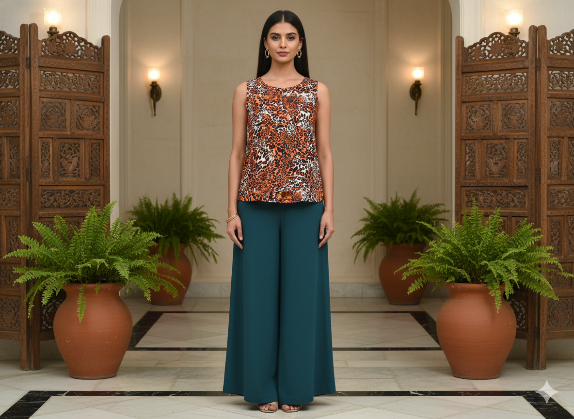 Orange Leopard Digitally Printed Butter Crepe Fabric