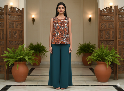 Orange Leopard Digitally Printed Butter Crepe Fabric