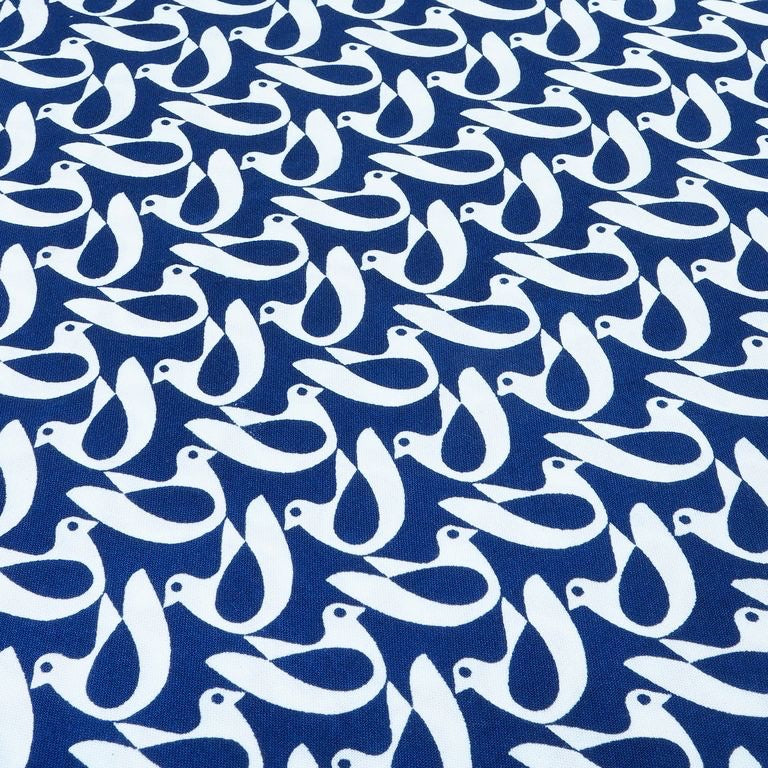 Navy Blue Quirky Printed Cotton Rayon Fabric