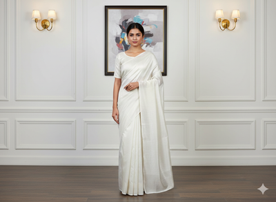 White Plain Bangalore Raw Silk Fabric  (Wholesale)