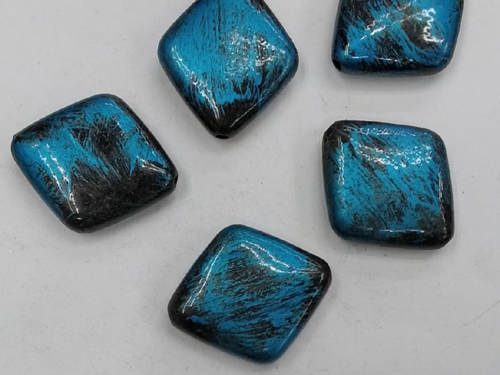 Blue & Black Designer Square Plastic Beads