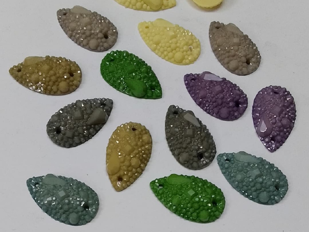 Multicolor Assorted Drop 2 Hole Resin Plastic Stone